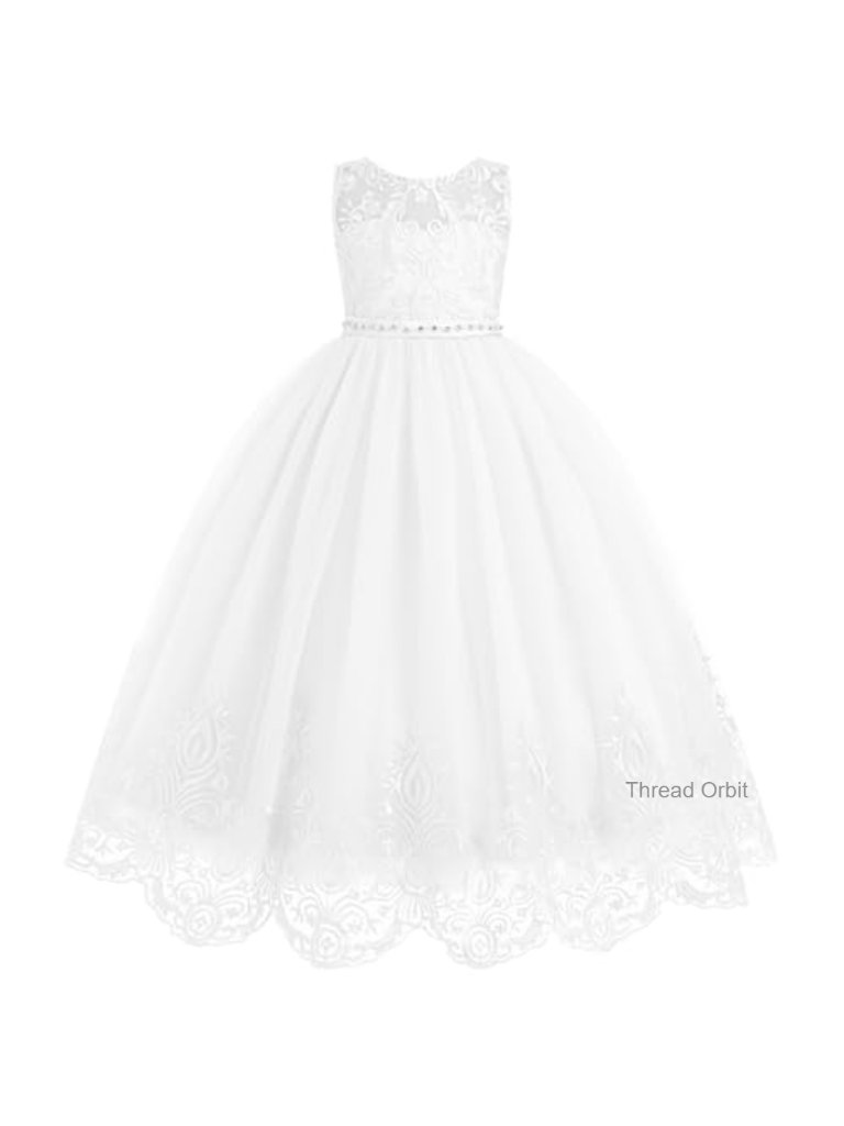 Girls Wedding Pageant Lace Tulle Princess Dress Long Prom